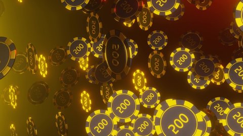Falling Poker Chips. Golden black chips. Online casino concept.