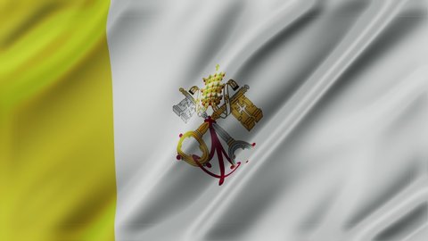 
Vatican City (Holy See) waving flag fabric texture of the flag and 3d animation background.
