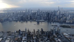Aerial video New York Queensboro Bridge