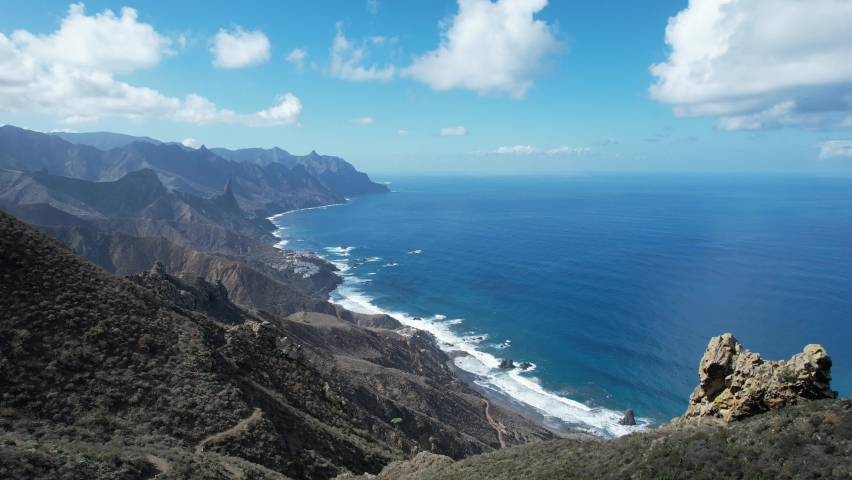 Aerial view of the Anaga Mountains. Tenerife, Canary Islands, Spain.