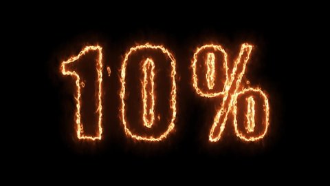 10% sale animated banner. Fiery inscription. 10 percent discount.