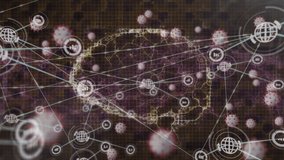 Animation of network of connections over virus cells and digital brain model. global connections, digital interface and networks concept digitally generated video. - Powered by Shutterstock - Get 15% off with code: PIKWIZARD15