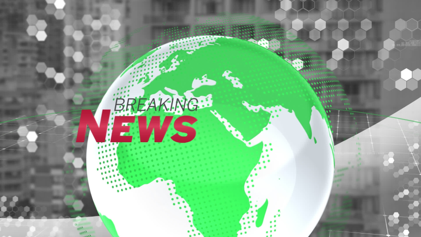 Animation of breaking news text over globe and cityscape. global connections, digital interface and data processing concept digitally generated video. - Powered by Shutterstock - Get 15% off with code: PIKWIZARD15