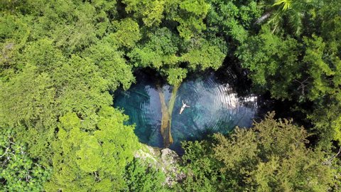 Aerial view of a cenote, in Punta Cana, Dominican Republic