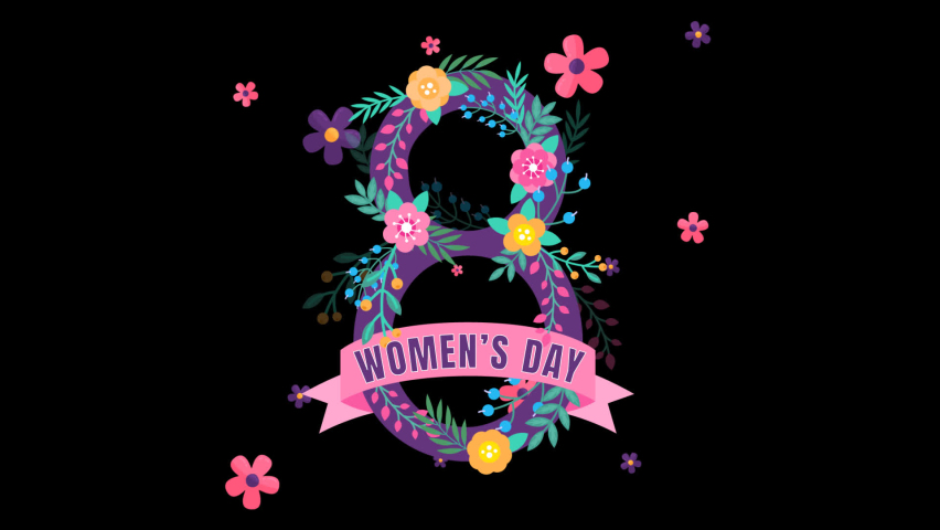 Happy Women's Day Animated Motion Graphics,March 8,Alpha Background | Shutterstock HD Video #1087927979