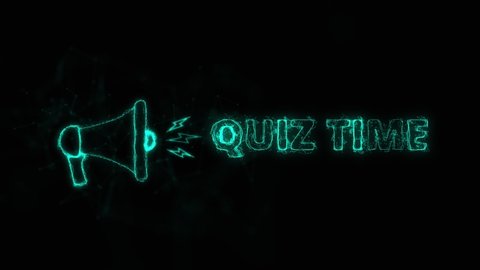 Megaphone banner with text quiz time. Plexus style of blue glowing dots and lines