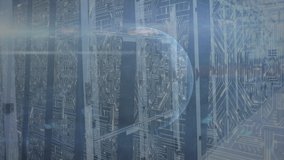 Animation of globe, integrated circuits, diverse financial data and graphs over servers. global finance, economy, technology and digital interface concept digitally generated video. - Powered by Shutterstock - Get 15% off with code: PIKWIZARD15