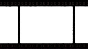 IMAX Authentic 4K Film Frame with Sprocket Hole and Film Edge Flare for Retro Vintage Effects with Digital Video. Empty Cinema Film Without Noise. Retro Footage Look. Small Fluctuations in Frame