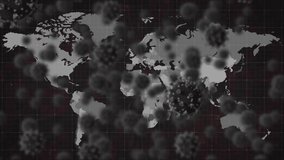 Animation of virus cells rotating over burning world map. global covid 19 pandemic concept digitally generated video. - Powered by Shutterstock - Get 15% off with code: PIKWIZARD15
