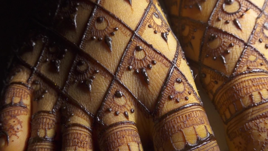 Beautiful Henna design of bridal, henna tattoo patterns for feet ideas, leg and foot mehndi design | Selective focus Royalty-Free Stock Footage #1087936833