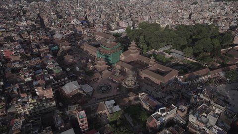 Nepal Patan Durbar Square Aerial Shot Rotate L Log - World Heritage Site
