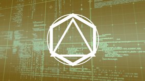 Animation of geometric shapes rotating over data processing in yellow space. design, data processing and technology concept digitally generated video. - Powered by Shutterstock - Get 15% off with code: PIKWIZARD15