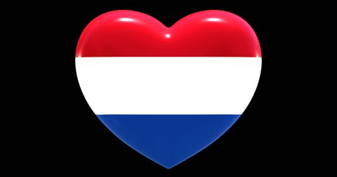 Flag of the Netherlands on turning Heart 3D Loop Animation with Alpha Channel 4K UHD 60FPS