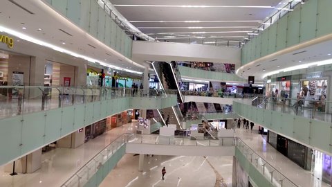 Surabaya, Indonesia - Feb 13 2022 : Hallway of Ciputra World Mall at Surabaya city