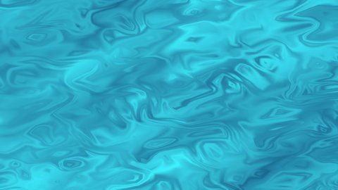 Abstract Background of Blue Liquid Waving Water Fluid. Acid copper Melting Industrial 3D Render Backdrop. Cyan Chromatic Color Metal Moving Surface. 4K Seamless Animation Loop