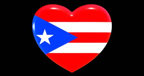 Flag of Puerto Rico on turning Heart 3D Loop Animation with Alpha Channel 4K UHD 60FPS