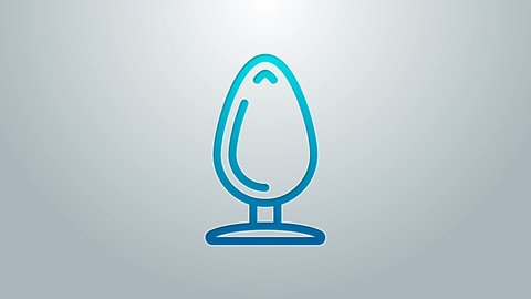 Blue line Anal plug icon isolated on grey background. Butt plug sign. Fetish accessory. Sex toy for men and woman. 4K Video motion graphic animation.