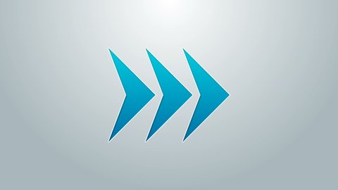 Blue line Arrow icon isolated on grey background. Direction Arrowhead symbol. Navigation pointer sign. 4K Video motion graphic animation.