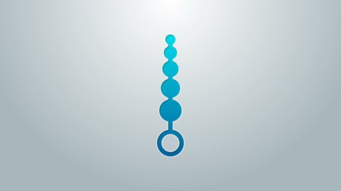 Blue line Anal beads icon isolated on grey background. Anal balls sign. Fetish accessory. Sex toy for men and woman. 4K Video motion graphic animation.