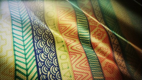 tribal pattern or ukrainian pattern cloth design.Waving geometric seamless loop animation.