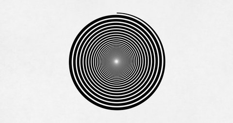 Full frame of a rotating black and white hypnotic spiral background