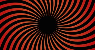 Full frame of a rotating black and red hypnotic spiral background