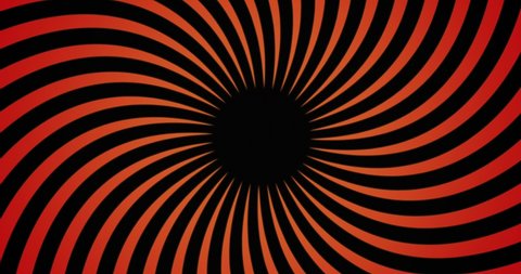 Full frame of a rotating black and red hypnotic spiral background