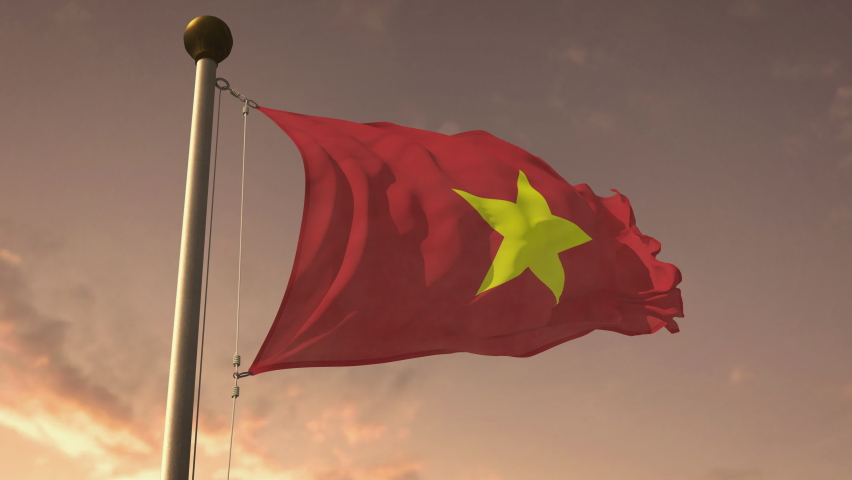 Vietnam Flag Square Tie Clip 