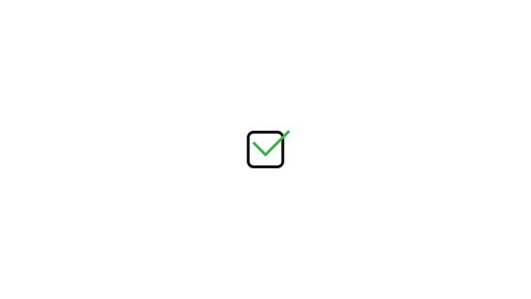 Green tick in a square