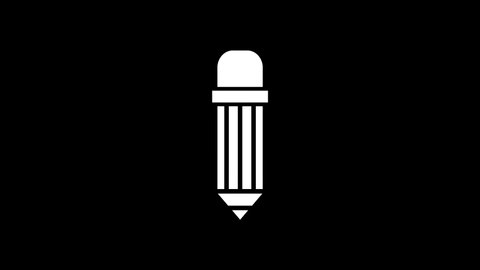White picture of pencil on a black background. writing a letter to a loved one. Distortion liquid style transition icon for your project. 4K video animation for motion graphics and compositing.