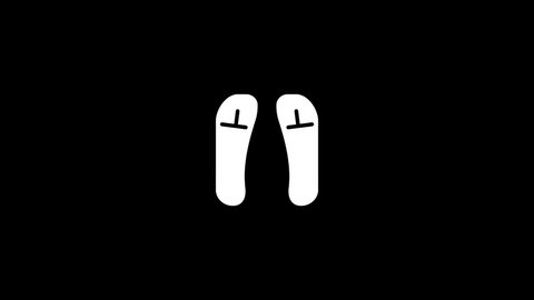 White picture of flip flops on a black background. shoes for rest. Distortion liquid style transition icon for your project. 4K video animation for motion graphics and compositing.