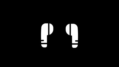 White picture of headphone on a black background. wireless technology for convenience. Distortion liquid style transition icon for your project. 4K video animation for motion graphics and compositing.