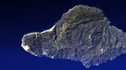 Santa Catalina island California and pacific ocean aerial satellite view from space landscape. Based on image furnished by Nasa