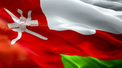 Omani flag. 3d Oman sign waving video. Flag of Oman seamless loop animation. Omani flag silk HD resolution Background. Oman flag Closeup 1080p HD video for Independence Day,Victory day
