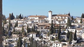 Albaicin View from Alhambra in Granada. Andalousia,Spain. 4k Video