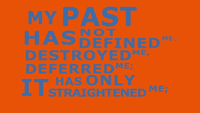 Inspirational business quote illustration on orange background, my past has not defined me, destroyed ,me deferred me ; it has only straightened me, | Shutterstock HD Video #1087969445