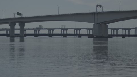 Jacksonville, Florida USA - February 12, 2022: Bridges Along St. John's River in Jacksonville, Florida