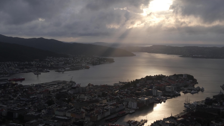 Bergen city at sunset, Norway, Europe