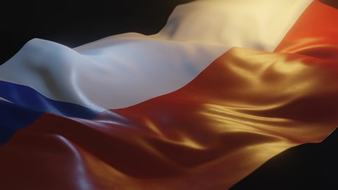 Chile Flag with Low, Side Angled View and warm, ambient lighting, 3D Render