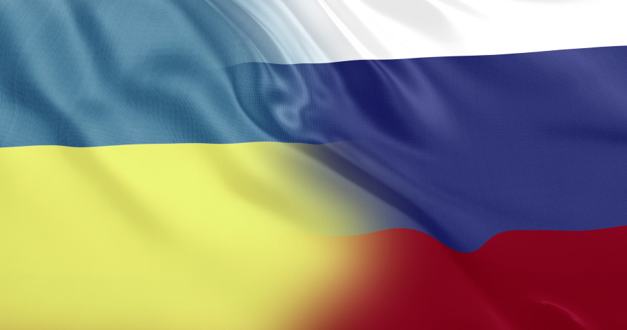 Ukraine and Russia flags combination waving. Peace between Ukraine and Russia concept. No war concept. Seamless looping 4k | Shutterstock HD Video #1087981135