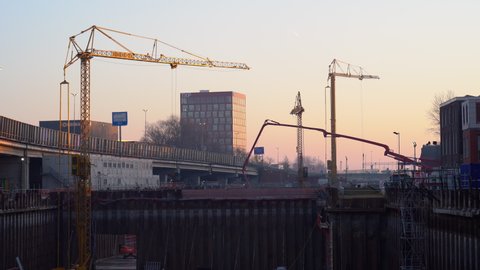 GRONINGEN - THE NETHERLANDS:  March 3, 2022: construction work on the new underground by-pass motorway in Groningen.