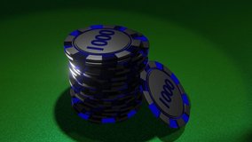 Poker chips on gambling table. Casino concept.