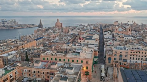 Valletta, Malta - 02012022: Aerial view of city and Sliema city