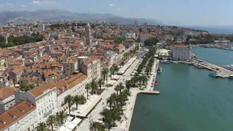 Riva Promenade In Split, Croatia. - aerial