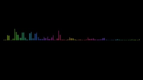 Colored music waveform spectrum animation, alpha channel