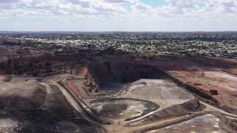 Resource industry Junction mine with open pit and plant Broken Hill city 4k.
