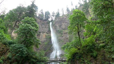 The Multnomah Falls, a waterfall along a historic river highway