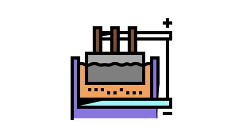 electrolysis aluminium production color icon animation