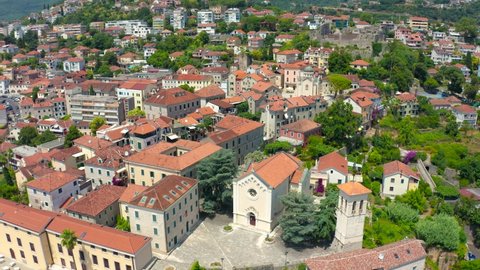 Aerial view of Herceg Novi, famous town near Kotor Bay, Montenegro.