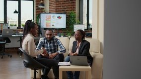 Business people doing teamwork to plan report presentation for financial development. Office employees brainstorming ideas to work on marketing statistics for leadership career growth. - Powered by Shutterstock - Get 15% off with code: PIKWIZARD15